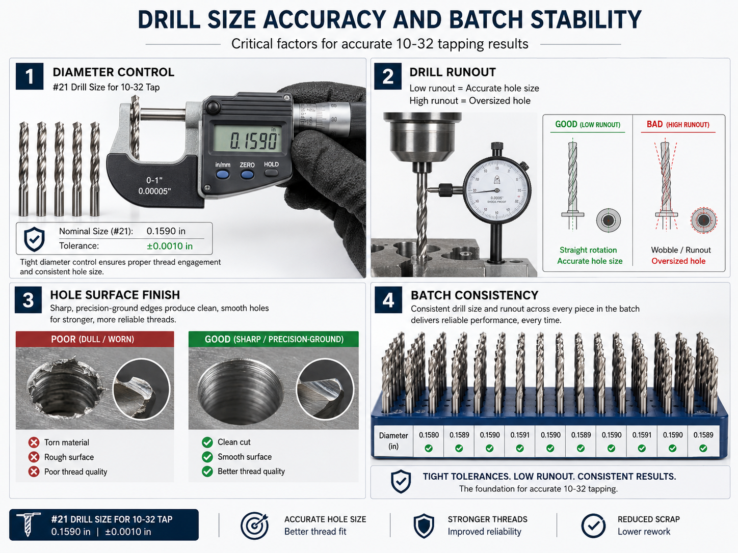 Drill Size Accuracy and Batch Stability
