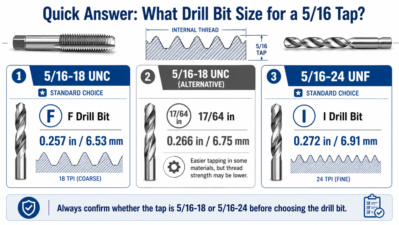 Quick Answer What Drill Bit Size for a 516 Tap
